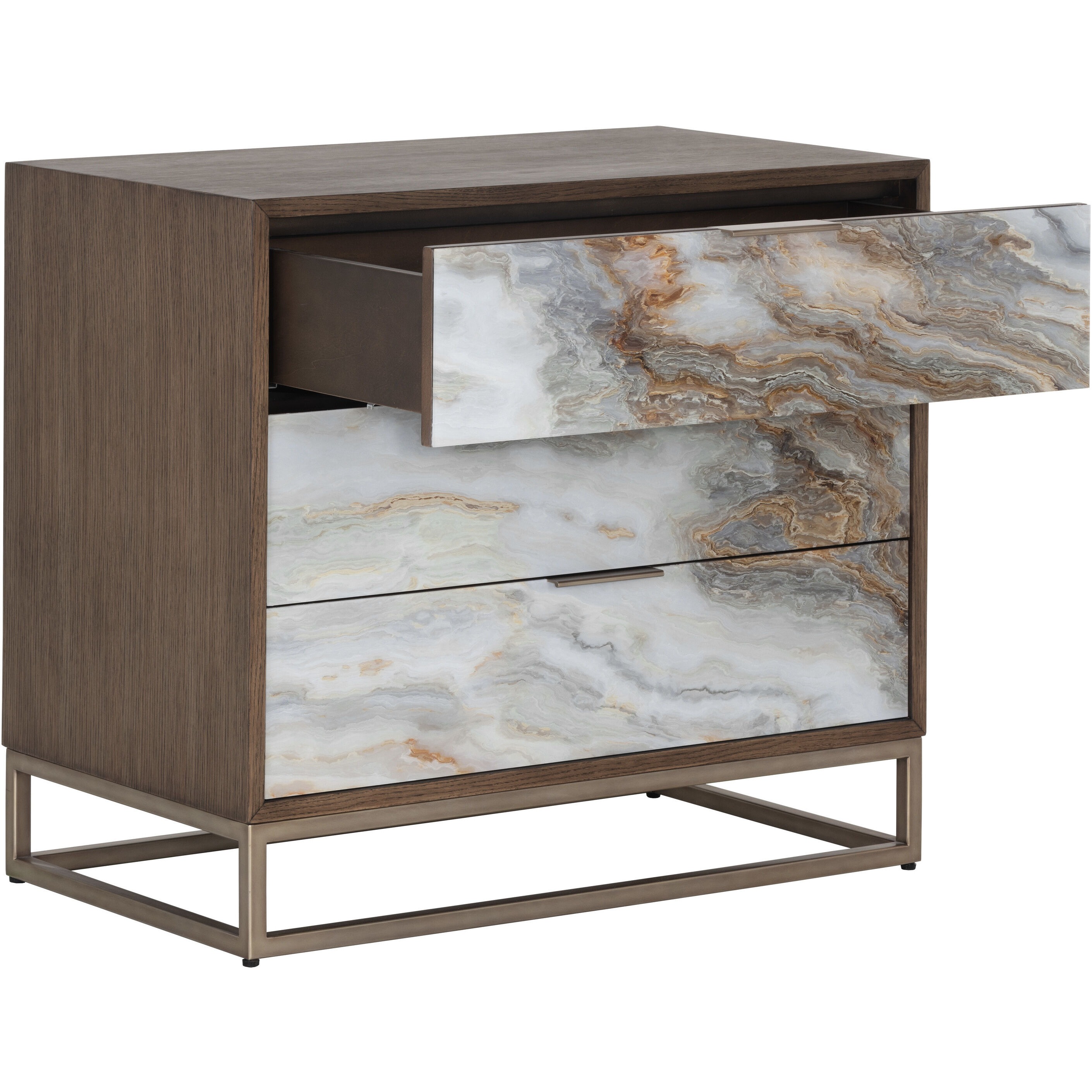 Fuentes 32 X 28 inch Brown / Brass Night Stand